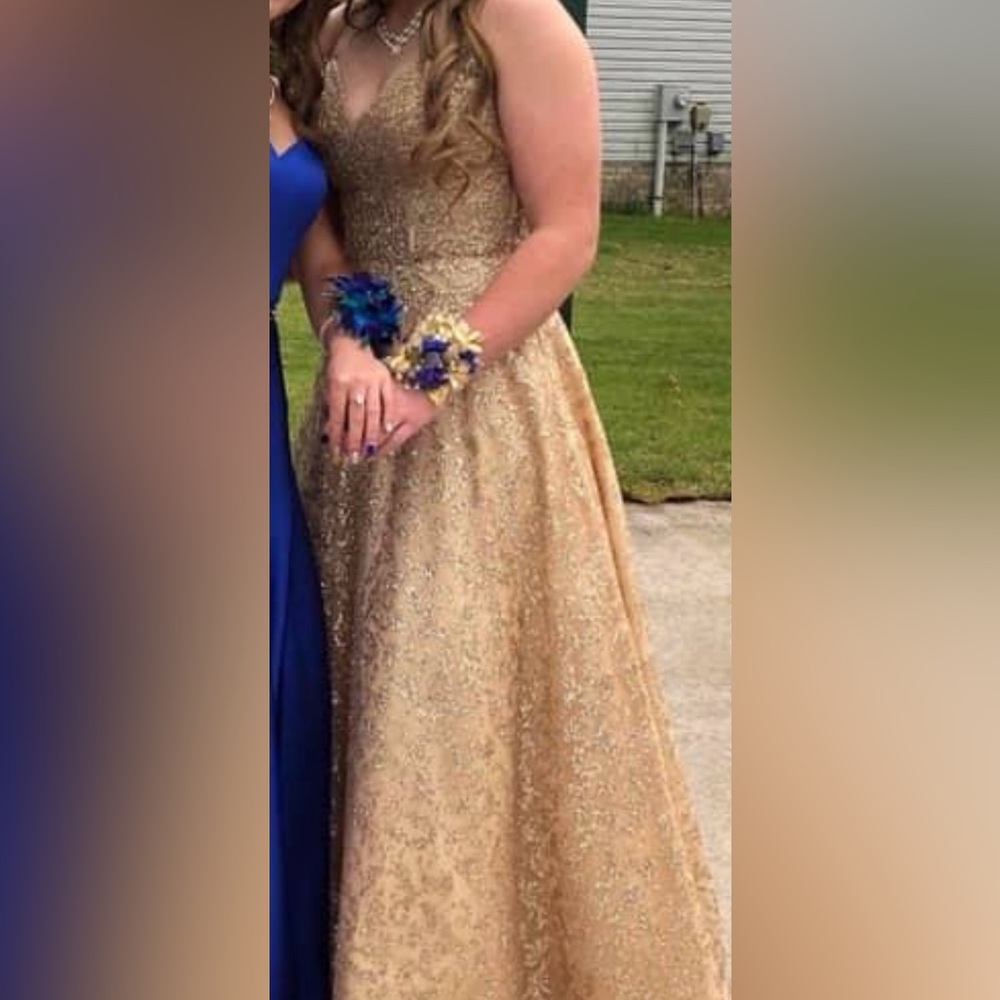 Gold sequence, prom dress